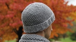 How to knit mens hat  video tutorial with detailed instructions [upl. by Robertson]