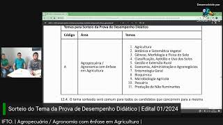 Sorteio do Tema da Prova de Desempenho Didático  Edital 012024 [upl. by Linnette]