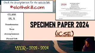 ISC 12 20242025 ENGLISH PAPER1 Specimen Question Paper [upl. by Enilrac]