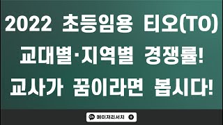 이팀장 2022학년도2021년 초등 임용 시험 티오TO 및 경쟁률 분석 교사가 꿈이라면 봅시다 [upl. by Maxama]