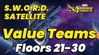 FLOORS 2130 F2P TEAMS GUIDE SWORD SATELLITE BLACK KNIGHT EVENT  MARVEL Strike Force  MSF [upl. by Ettedanreb]