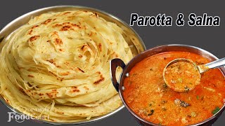 Parotta Recipe Soft Layered Parotta amp Veg Salna Salna [upl. by Jegger]