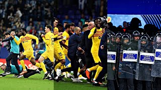 💥BARCELONA players chased off pitch by ESPANYOL FANS [upl. by Steinway]