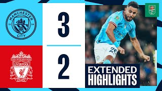 EXTENDED HIGHLIGHTS  Man City 32 Liverpool  CITY through after fivegoal classic [upl. by Allanson]