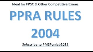 PPRA Rules 2004  PPRA Rules in Urdu  Lecture 1  Solved MCQs of Past Papers of FPSC [upl. by Nitram200]