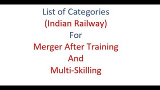 List of CategoriesIndian Railway For Merger After Training And MultiSkilling [upl. by Elyrrad661]