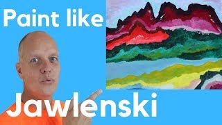 How to paint like Alexej von Jawlensky landscapes  Blue rider art movement [upl. by Adlemy]