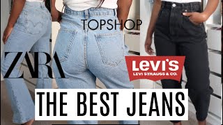 MY FAVOURITE JEANS  ZARA LEVIS TOPSHOP ETC [upl. by Ymerej]