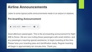 Airline Pre boarding Announcement [upl. by Annek433]