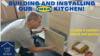 Installing our DIY IKEA Kitchen Cabinets Part 1 Askersund Ash Cabinets Built and Installed [upl. by Dnalyram]