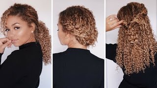 3 Super Easy Hairstyles for 3b3c Curly Hair  Bella Kurls Extensions  Ashley Bloomfield [upl. by Adamsen]