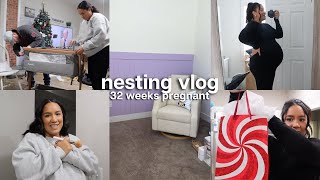 Nesting Vlog 32 weeks pregnant 👼🏼🎀🤰🏽 building the bassinet working on the nursery date night [upl. by Kale]