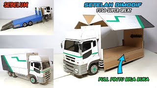 MODIF TRUK SELFLOADER JADI TRUK SUPER GREAT WINGBOX PINTU FULL BISA BUKA  MINIATUR KARDUS [upl. by Adniuqal950]