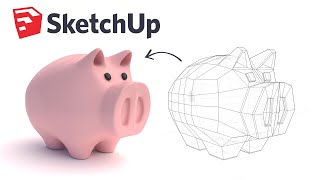 Modeling a Piggy bank  Sketchup tutorial timelapse [upl. by Eirrot]