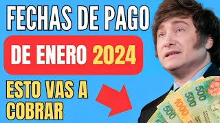 🍀 Cuando y Cuanto COBRO ANSES ENERO 2024 📣 Jubilados Pensionados AUH PNC SUAF  Fechas de Pago [upl. by Roseanne]