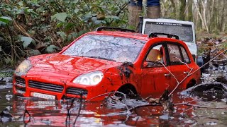 110 scale rc crawler trucks mudding in a forest [upl. by Eiramyelhsa]