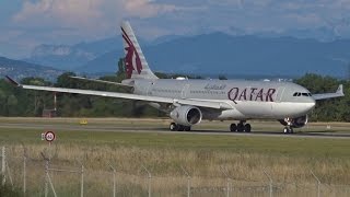 FullHD Qatar Airways Airbus A330200 landing amp takeoff at GenevaGVALSGG [upl. by Aivul]