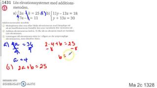 Matematik 5000 Ma 2b Kapitel 1 Additionsmetoden 1431 [upl. by Gorton]