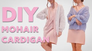 DIY Knit Cardigan  Knitting Tutorial  Mirela Mohair Cardigan [upl. by Autrey]