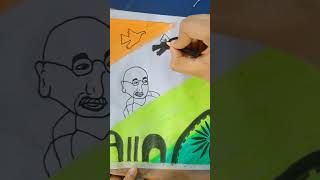 Gandhi ji drawing  2 October Gandhi Jayanti drawing gandhi art viralreels 2024shorts shots [upl. by Hras]