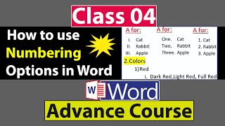 How to use Numbering Options in Ms Word in Urdu  Class No 04 [upl. by Carlita741]