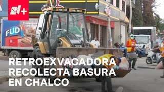 Día 33 de inundación en Chalco Recolectores de basura usan retroexcavadora  En Punto [upl. by Llenahs]