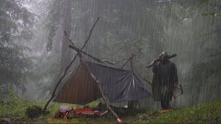 Dark and Gloomy Heavy Rain and  Rainstorm Camping  ASMR [upl. by Noloc]