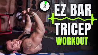 Intense 5 Minute EZ Bar Tricep Workout [upl. by Eitteb]