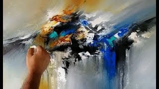 Abstract painting  Blending in Acrylics  Palette knife and brush  Demonstration [upl. by Zilber]