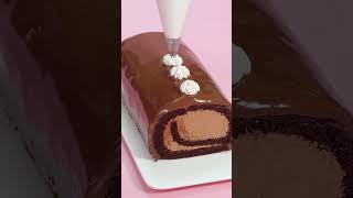 shorts Easy and Quick Chocolate Roll Cake Decorating Idea [upl. by Brader]