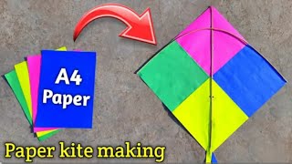 How to make colour paper kite  patang kaise banate hain  paper kite making  kite kaise banaen [upl. by Bathsheb261]