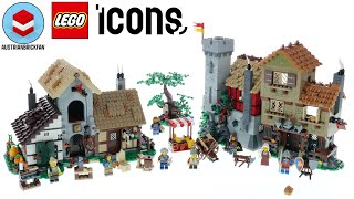 LEGO Icons 10332 Medieval Town Square Speed Build Review [upl. by Kempe]