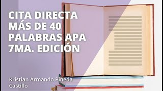 Cita directa 40 palabras o más Kristian Pineda [upl. by Wurst]