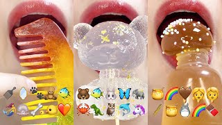 asmr 10 MINUTES RAINBOW EMOJI FOOD EATING 이모지 먹방 모음 eating sounds [upl. by Stevy]