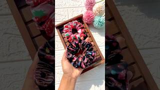 Printed scrunches 😘 youtubeshorts hairaccessories scrunchies printed trending ytshorts diy [upl. by Anizor]