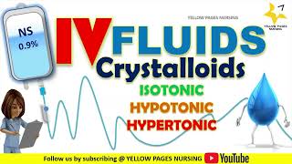 IV Fluids  Intravenous fluids Crystalloids  Isotonic Hypotonic amp Hypertonic solutions [upl. by Aicetal719]