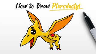 How to Draw a Pteranodon Pterodactyl flying dinosaur from Jurassic World Step by step [upl. by Bred855]