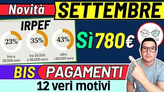 SETTEMBRE ➜ Sì BONUS 500€ 780€ 💶 DATE PAGAMENTI INPS ADI ASSEGNO UNICO PENSIONI NASPI SFL INVALIDI [upl. by Etteniuq]