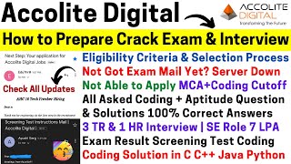 Accolite Digital Hiring How to PREPARE amp CRACK Exam amp Interview ALL ASKED CODING amp APTITUDE SOLUTION [upl. by Norm]