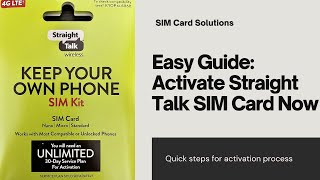 How to Activate a Straight Talk SIM Card [upl. by Rosenkranz]