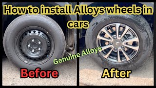 How to install Alloys Wheels in cars 😊 How to replace Steels Rim with Alloys👍  Scorpio N alloys [upl. by Areip]