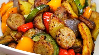 CRISPY YUMMY Air Fryer Sausage Potatoes and Vegetables  Air Fryer Recipes [upl. by Michaella]