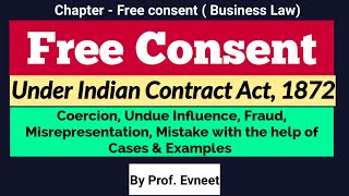 Free Consent Indian Contract Act  Free Consent Business Law  Free Consent  CA Foundationin Hindi [upl. by Ramedlav157]