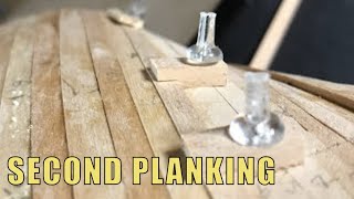 Second layer of PLANKING  Model ship building  RC Fifie [upl. by Welbie]