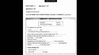 Library Information With Answers  IELTS LISTENING SECTION1 [upl. by Ylevol]