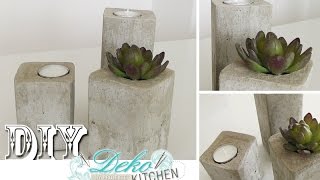 DIY Stylische DekoKerzenleuchter aus Beton einfach selber machen  Deko Kitchen [upl. by Claudian330]