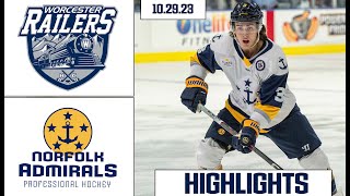 Worcester Railers  Norfolk Admirals  October 29 2023  HIGHLIGHTS [upl. by Ayotol]