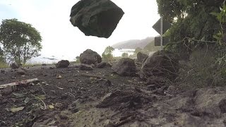 Landslide and rockfall during Kaikoura Earthquake aftershock [upl. by Ainafets]