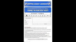 SAYAÇ SINAV MERKEZİ İÇİN ESEN YAYINLARI TARAFINDAN HAZIRLANAN TYT DENEME SINAVI SORU ÇÖZÜMLERİ [upl. by Yspyg745]