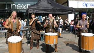 Bagpipes Kilts And Tribal Drums Music 2019 Medieval Fair Perth Perthshire Scotland [upl. by Nancee]